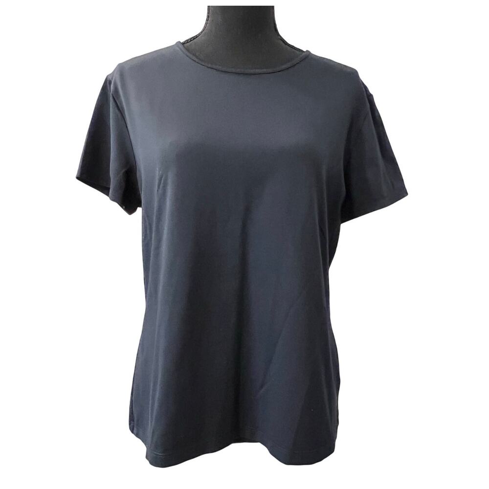 Croft & Barrow Stretch Short Sleeve Top Women's L Large Career Layering Black